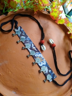 BLUE COLOUR CHOKER WITH GHUNGHRU DESIGN
