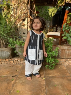 Ajrakh , Indigo , ikkatCotton fabric