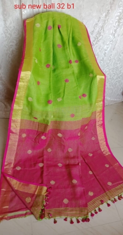 Linen Ball Buti Saree With Blouse