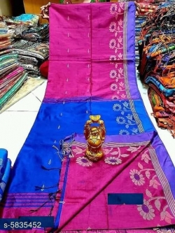 Cotton Silk Jamdani Saree With Blouse