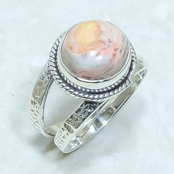 Mexican Fire Opal Natural Gemstone 925 Sterling Silver Ring