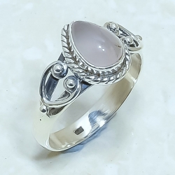 Rose Quartz Natural Gemstone Handmade 925 Sterling Silver Ring