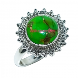 Copper Turquoise Natural Gemstones Rings 925 Sterling Silver Ring Handmade Jewellerys Ring