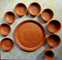 Teracotta dinner set, 8bowl+1glass+1plate