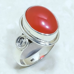 Carnelian Natural Gemstone Handmade 925 Sterling Silver Ring