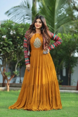 DESIGNER GOWN WITH PRINTED BEAUTIFUL JACKET