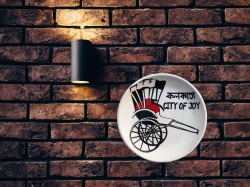 Kolkata Theme Rikshaw Hand Painted Wall Plates
