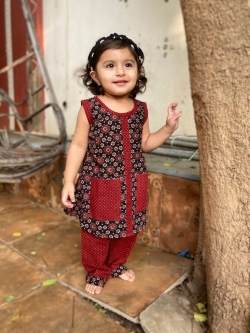 Ajrakh , Indigo , ikkatCotton fabric