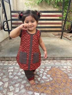 Ajrakh , Indigo , ikkatCotton fabric