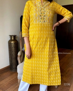 Sambhal Puri Ikkat Print Cotton Katha Work Kurta,